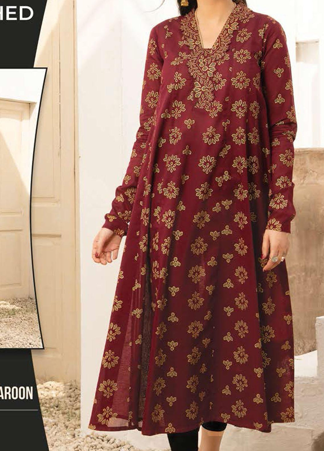 LimeLight Printed Lawn  Unstitched Kurties LL21SE U1601 Maroon - Summer Collection