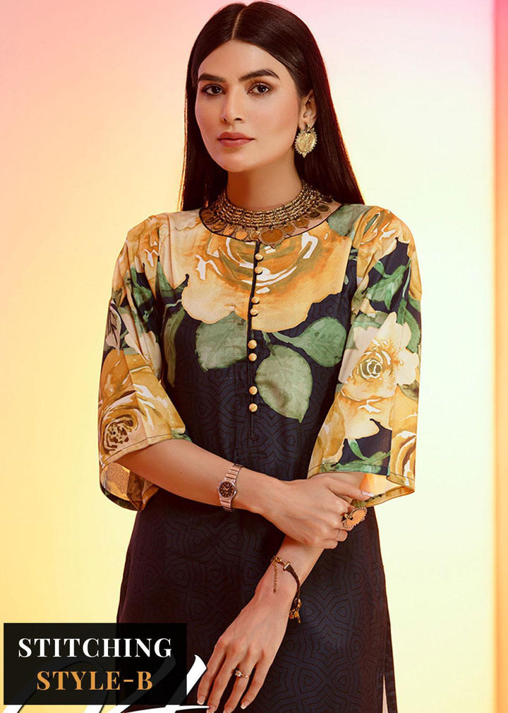 Look-a-Like By Noorma Kaamal Printed Silk Suits Unstitched 2 Piece NK22LL 04 - Casual Collection