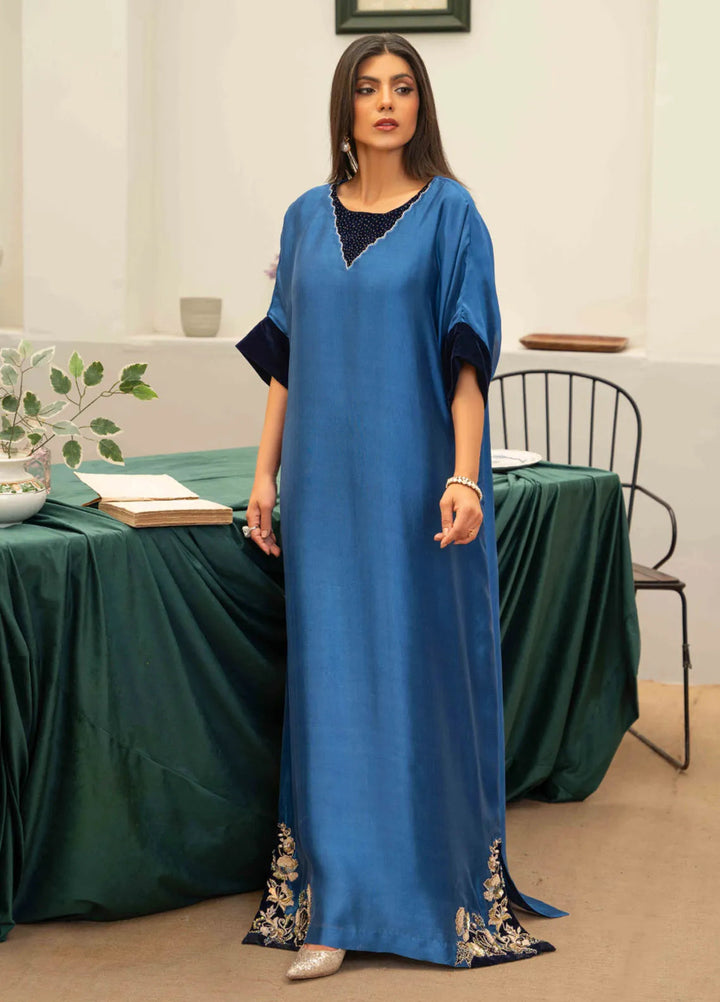 Louis by Hadia Batool Pret Embroidered Mirro Silk Kaftan Callie