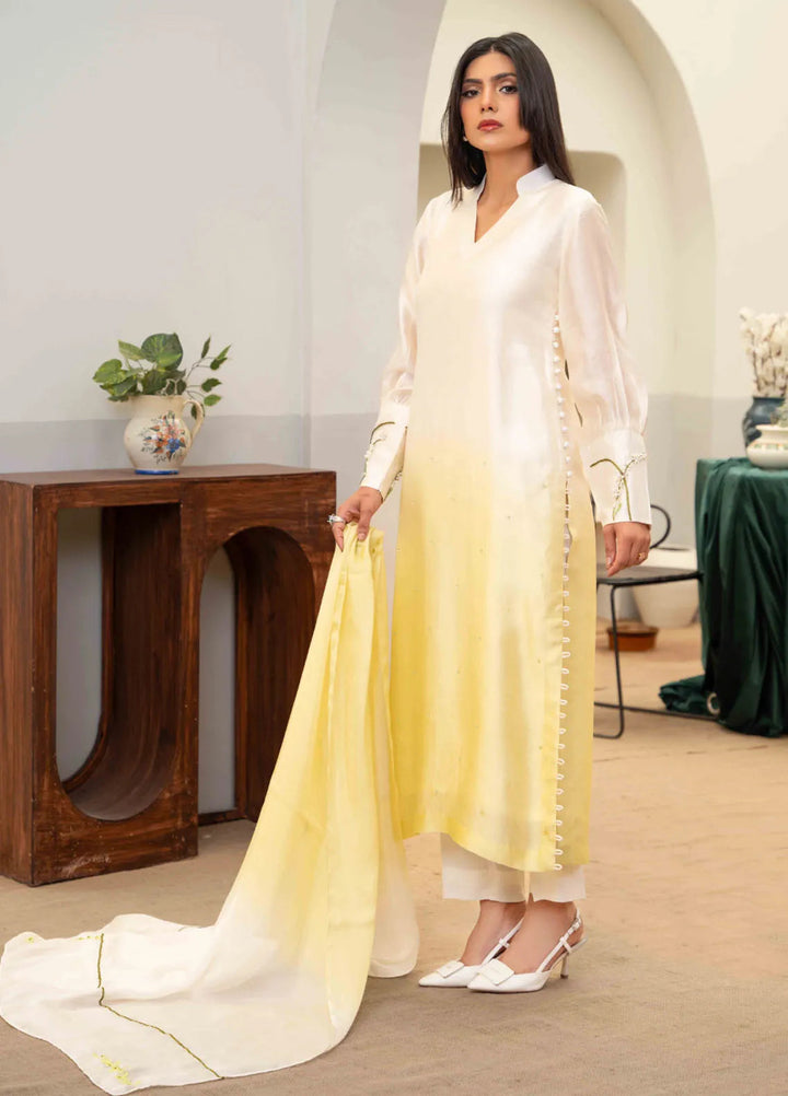 Louis by Hadia Batool Pret Embroidered Mirror Silk 3 Piece Suit Diana
