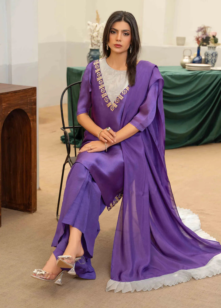 Louis by Hadia Batool Pret Embroidered Mirror Silk 3 Piece Suit Jessie