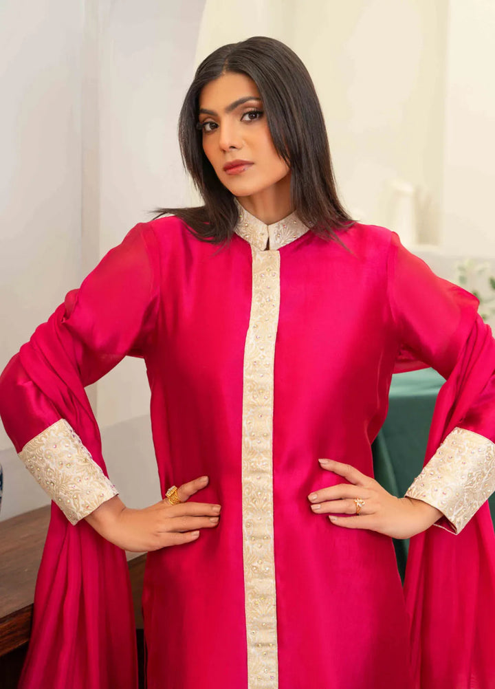 Louis by Hadia Batool Pret Embroidered Mirror Silk 3 Piece Suit Sabine