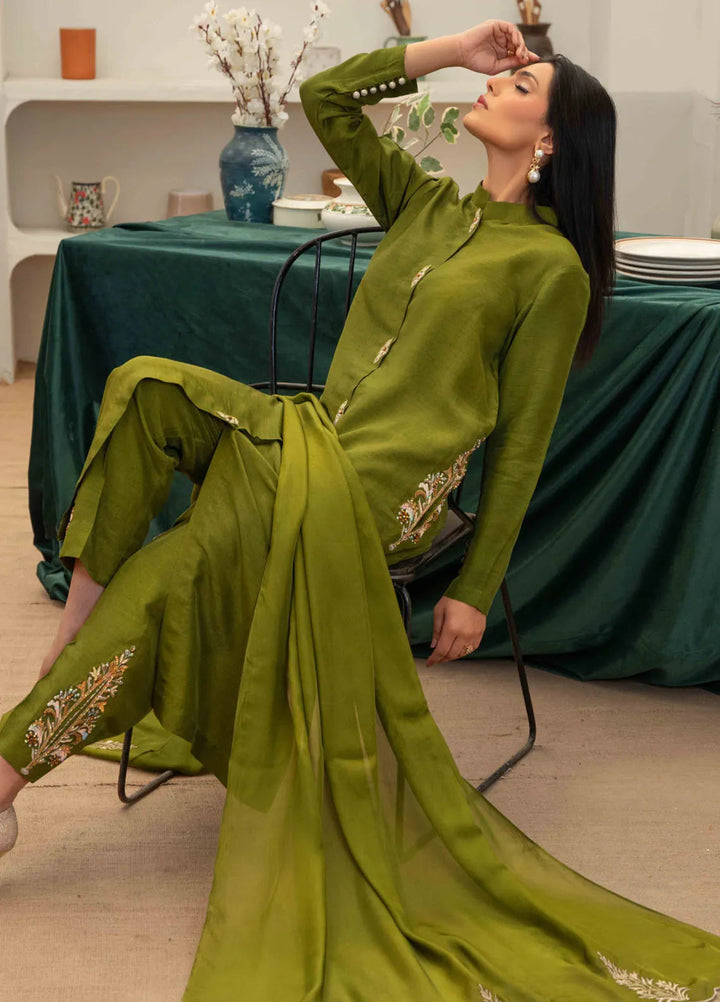 Louis by Hadia Batool Pret Embroidered Raw Silk 3 Piece Suit Elea