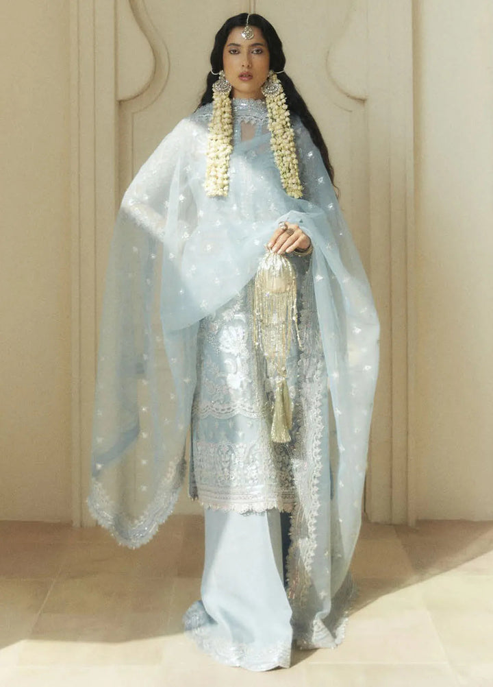Lovent by Zara Shahjahan Embroidered Organza Suits Unstitched 4 Piece ZS25IW D5 Ciel - Wedding Collection