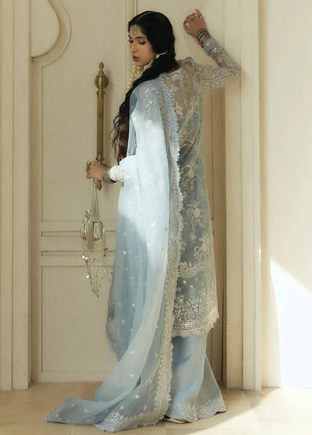 Lovent by Zara Shahjahan Embroidered Organza Suits Unstitched 4 Piece ZS25IW D5 Ciel - Wedding Collection