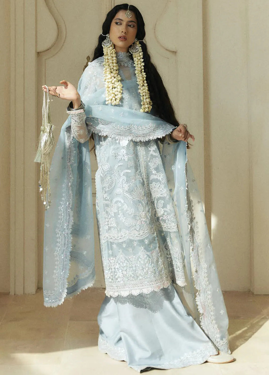 Lovent by Zara Shahjahan Embroidered Organza Suits Unstitched 4 Piece ZS25IW D5 Ciel - Wedding Collection