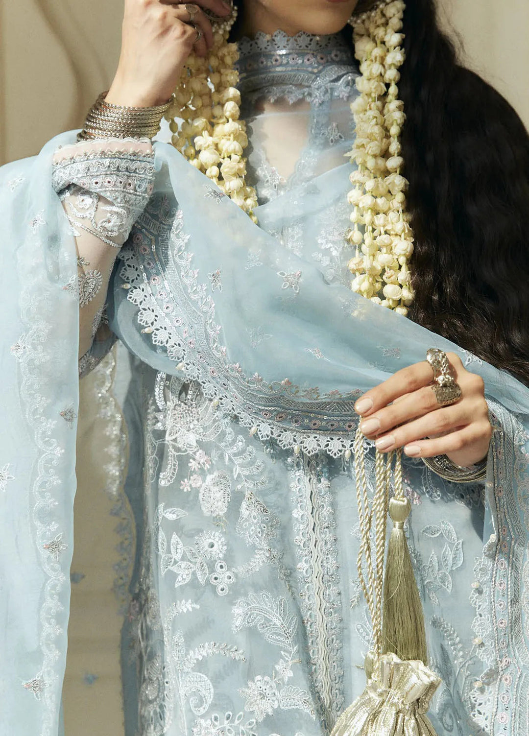 Lovent by Zara Shahjahan Embroidered Organza Suits Unstitched 4 Piece ZS25IW D5 Ciel - Wedding Collection