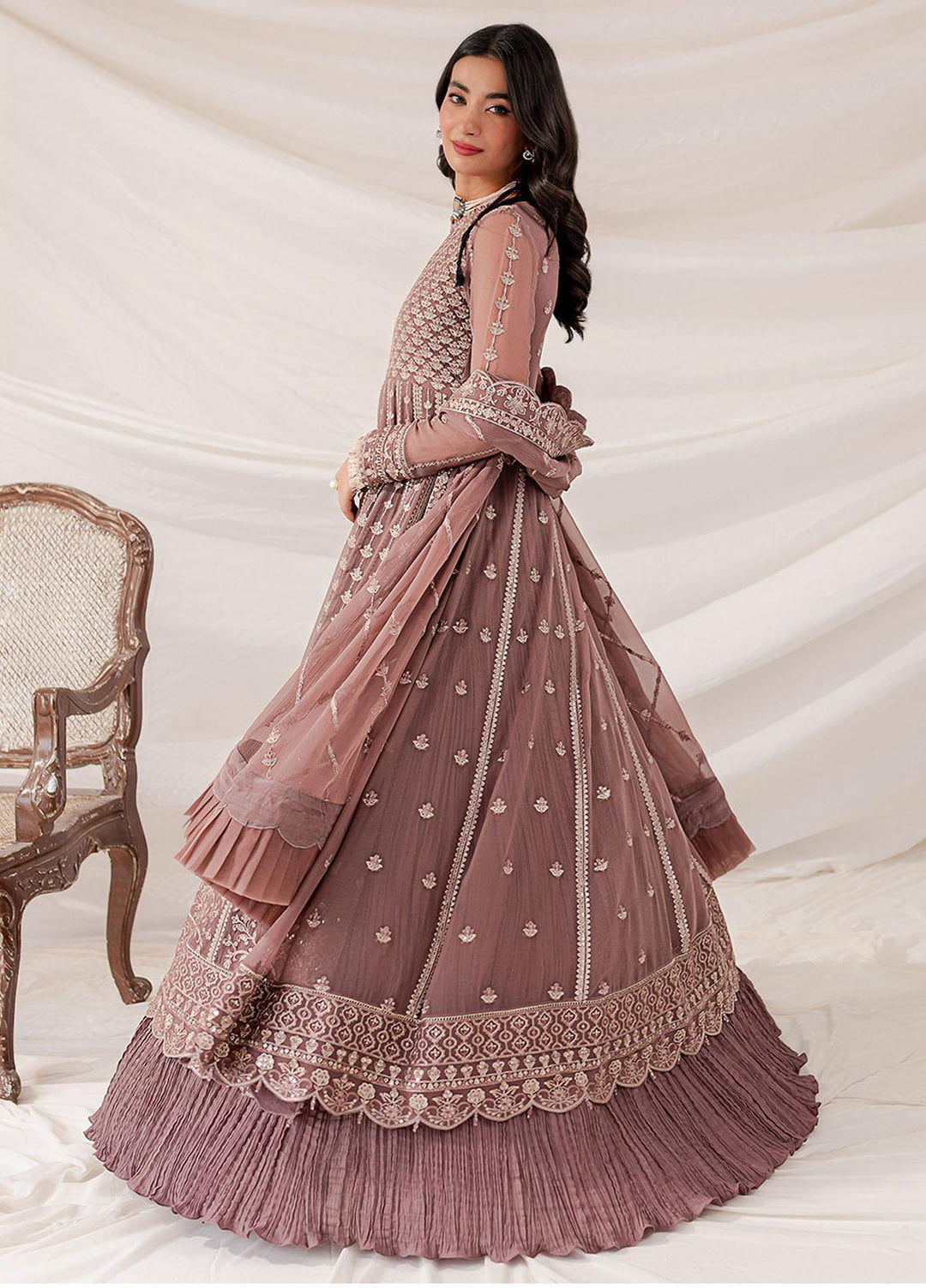 Lumiere By Farasha Embroidered Chiffon Suits Unstitched 3 Piece FSH23LM D-01 Alicia - Luxury Collection