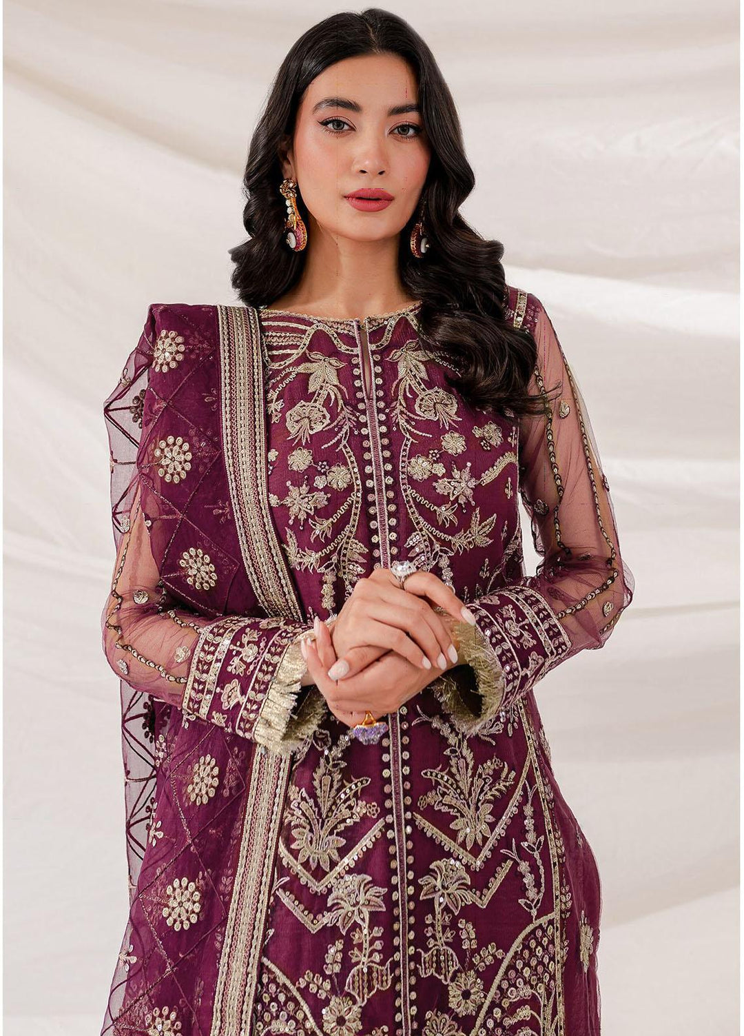 Lumiere By Farasha Embroidered Net Suits Unstitched 3 Piece FSH23LM D-02 Sheryl - Luxury Collection