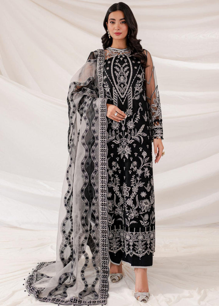 Lumiere By Farasha Embroidered Net Suits Unstitched 3 Piece FSH23LM D-04 Black Swan - Luxury Collection