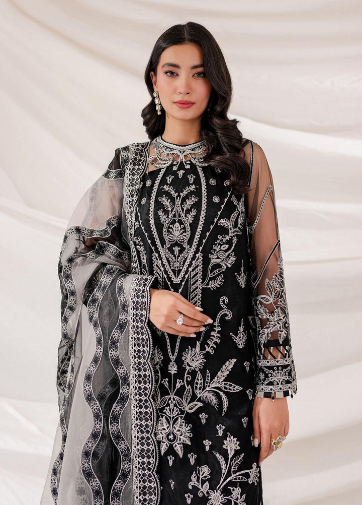 Lumiere By Farasha Embroidered Net Suits Unstitched 3 Piece FSH23LM D-04 Black Swan - Luxury Collection