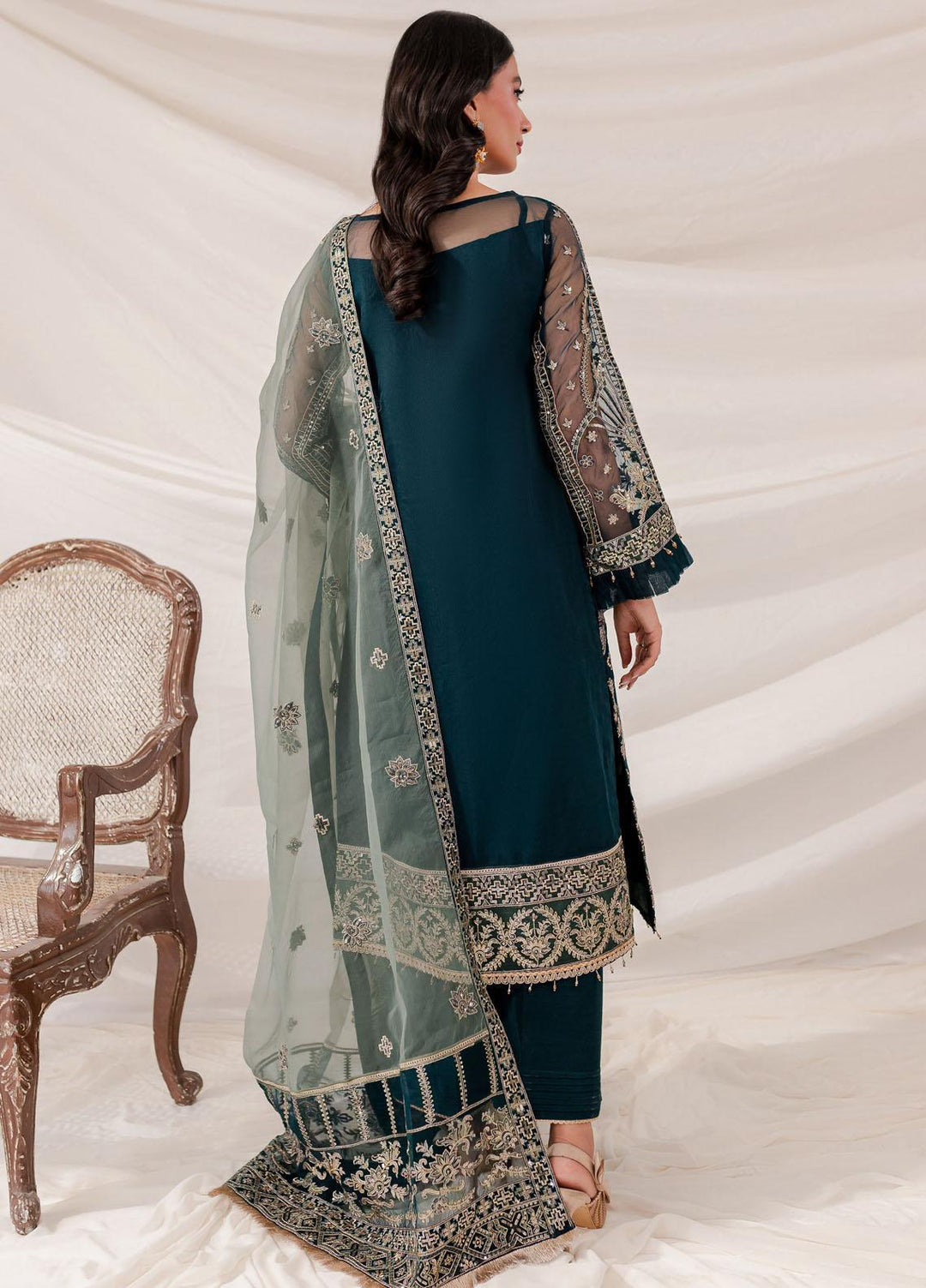 Lumiere By Farasha Embroidered Organza Suits Unstitched 3 Piece FSH23LM D-05 Shamrock - Luxury Collection