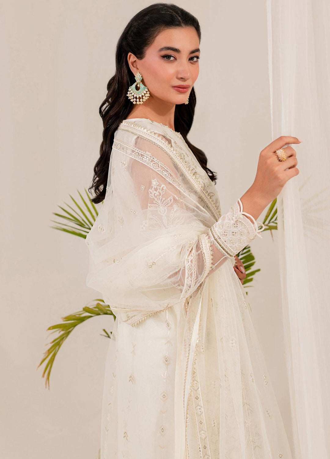 Lumiere By Farasha Embroidered Net Suits Unstitched 3 Piece FSH23LM D-06 Chantilly - Luxury Collection