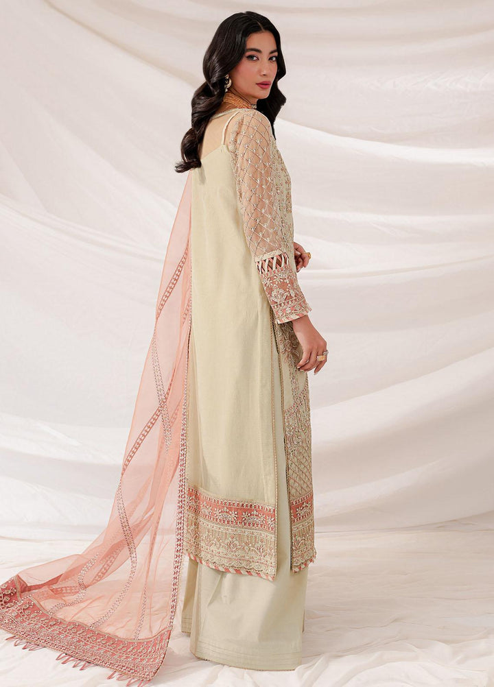 Lumiere By Farasha Embroidered Net Suits Unstitched 3 Piece FSH23LM D-08 Pearl Dream - Luxury Collection
