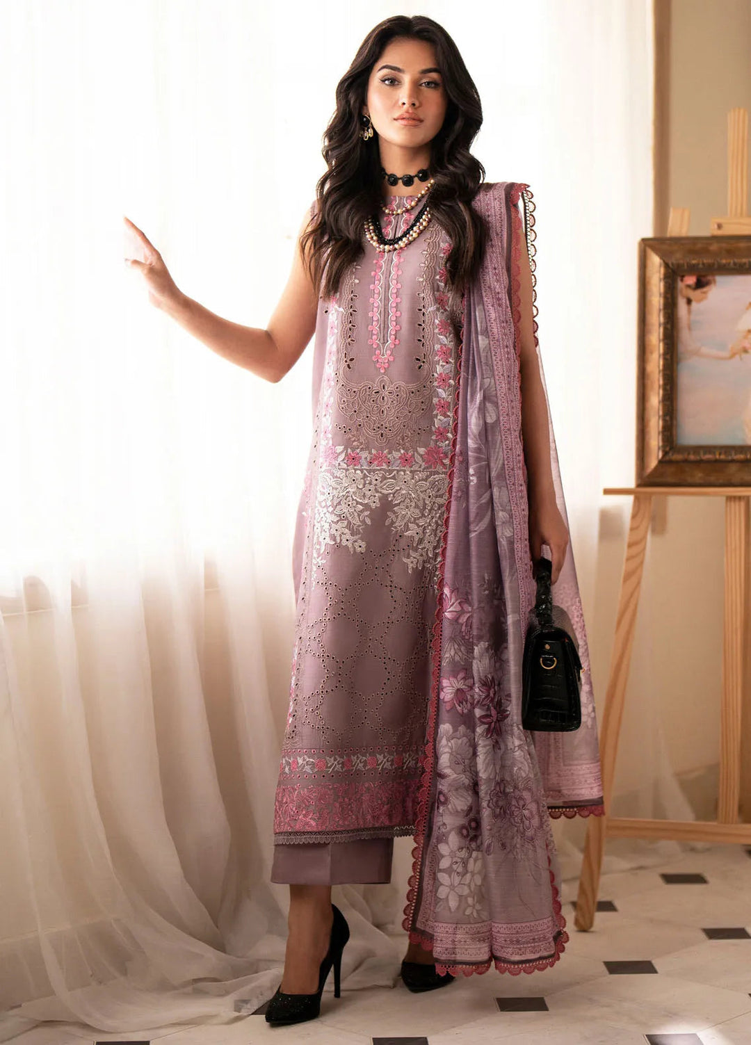 Lumiere By Saad Shaikh Embroidered Silk Suit Unstitched 3 Piece SSK24LF D-01 Celestial - Formal Collection