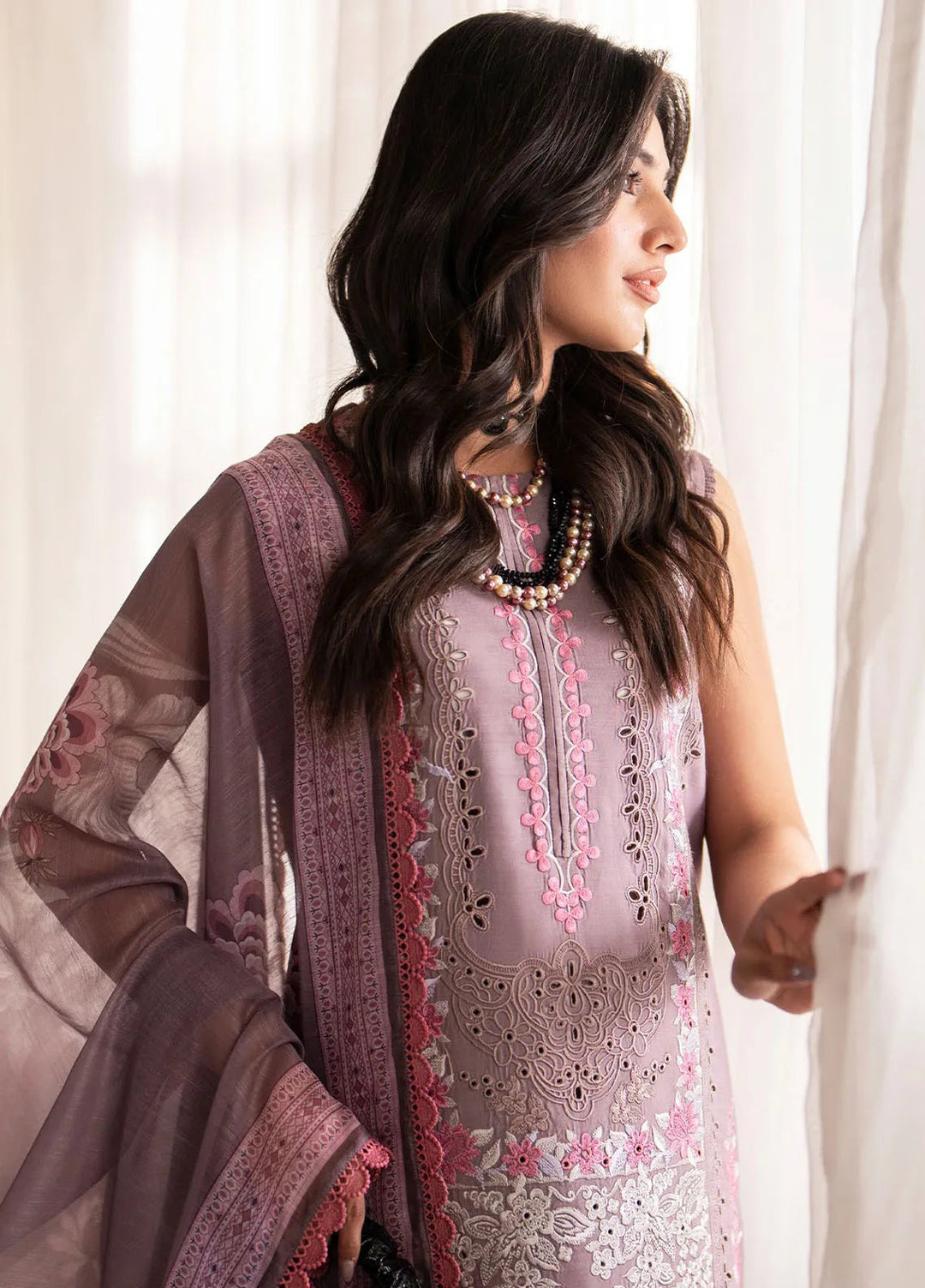Lumiere By Saad Shaikh Embroidered Silk Suit Unstitched 3 Piece SSK24LF D-01 Celestial - Formal Collection