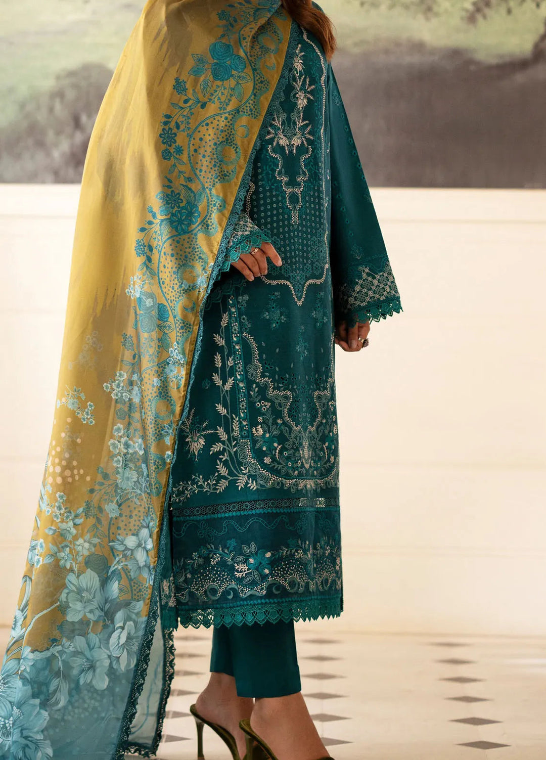 Lumiere By Saad Shaikh Embroidered Silk Suit Unstitched 3 Piece SSK24LF D-03 Foret - Formal Collection