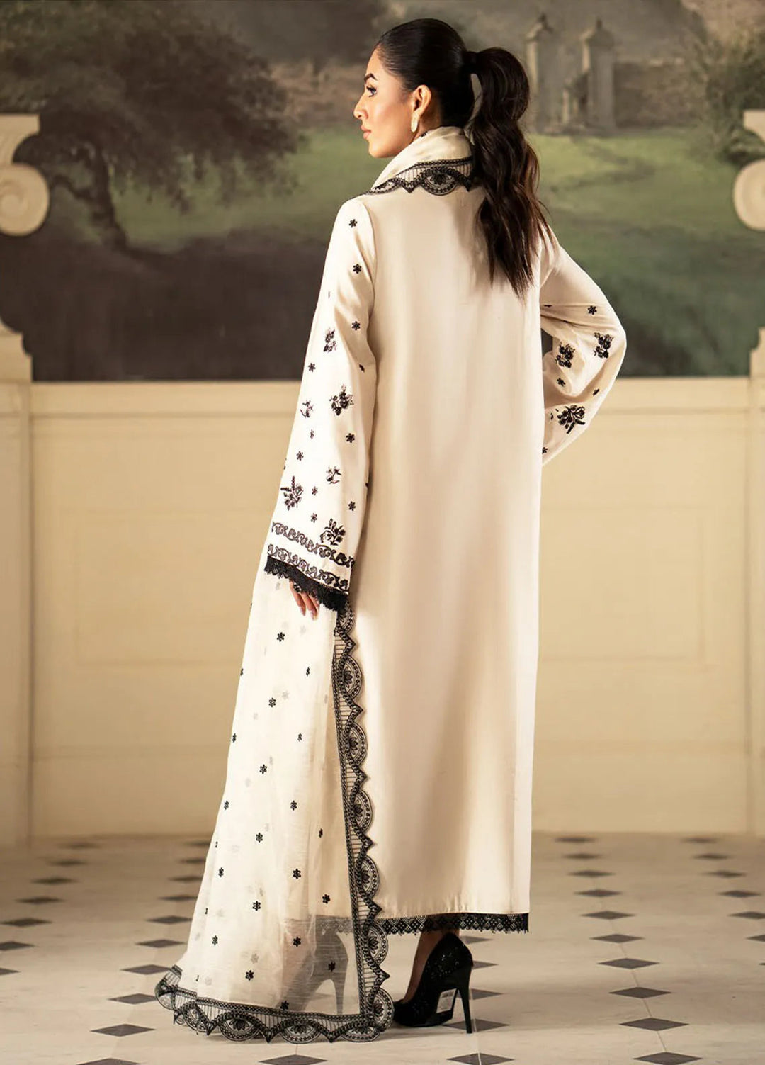 Lumiere By Saad Shaikh Embroidered Silk Suit Unstitched 3 Piece SSK24LF D-05 Stellaire - Formal Collection