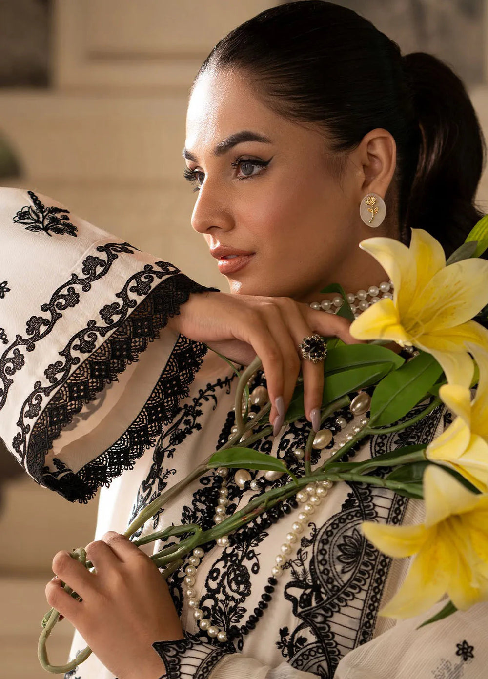 Lumiere By Saad Shaikh Embroidered Silk Suit Unstitched 3 Piece SSK24LF D-05 Stellaire - Formal Collection
