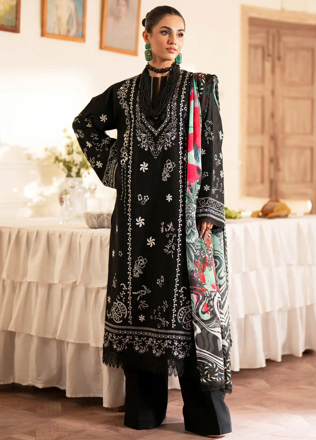 Lumiere By Saad Shaikh Embroidered Silk Suit Unstitched 3 Piece SSK24LF D-06 Siena - Formal Collection