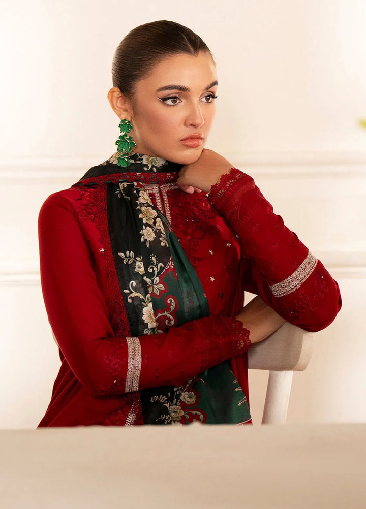 Lumiere By Saad Shaikh Embroidered Silk Suit Unstitched 3 Piece SSK24LF D-07 Coral - Formal Collection