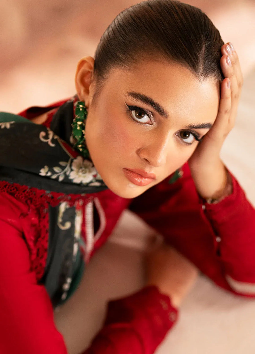 Lumiere By Saad Shaikh Embroidered Silk Suit Unstitched 3 Piece SSK24LF D-07 Coral - Formal Collection