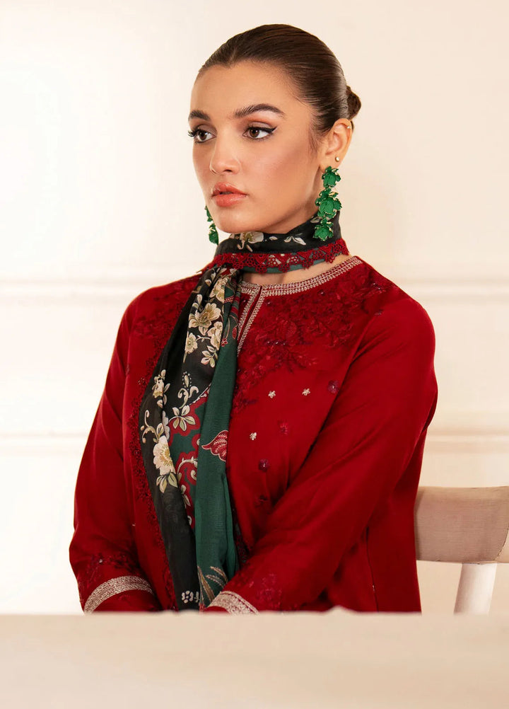 Lumiere By Saad Shaikh Embroidered Silk Suit Unstitched 3 Piece SSK24LF D-07 Coral - Formal Collection