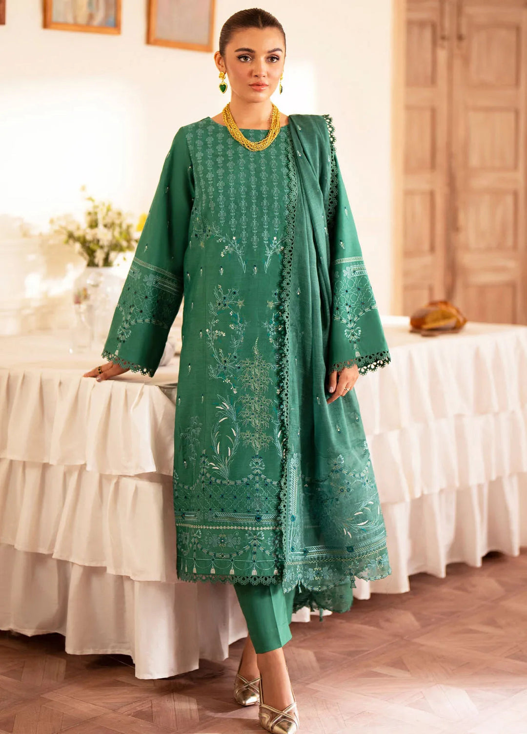 Lumiere By Saad Shaikh Embroidered Silk Suit Unstitched 3 Piece SSK24LF D-08 Opalo - Formal Collection