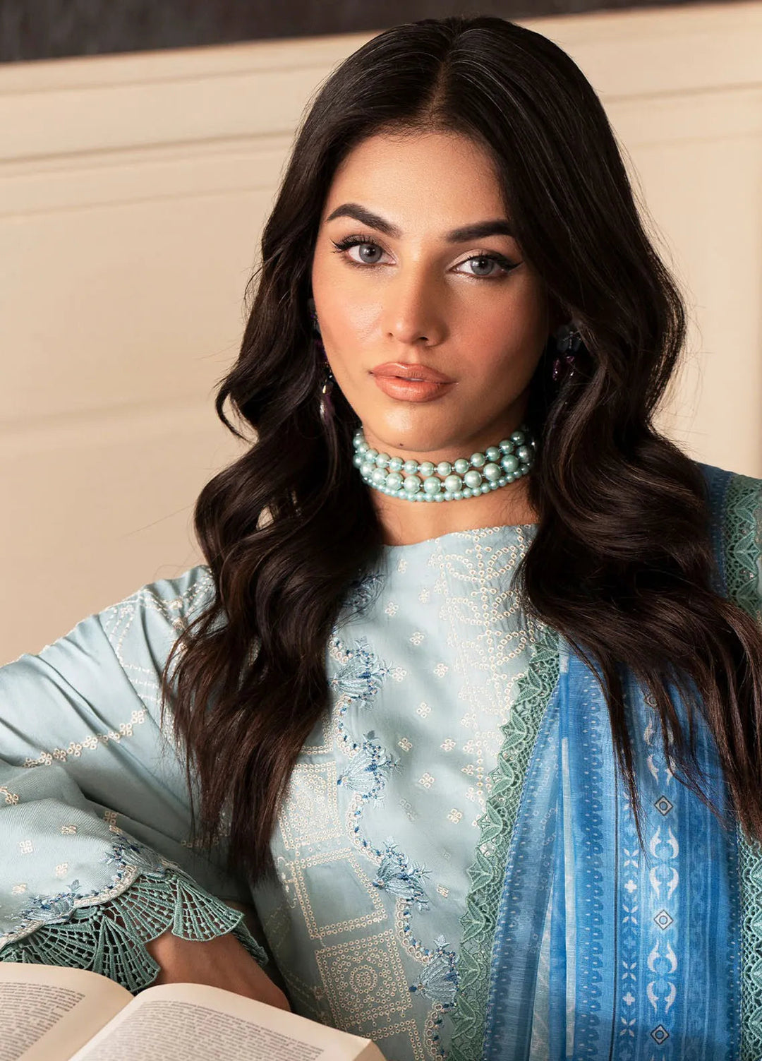 Lumiere By Saad Shaikh Embroidered Silk Suit Unstitched 3 Piece SSK24LF D-10 Ribera - Formal Collection
