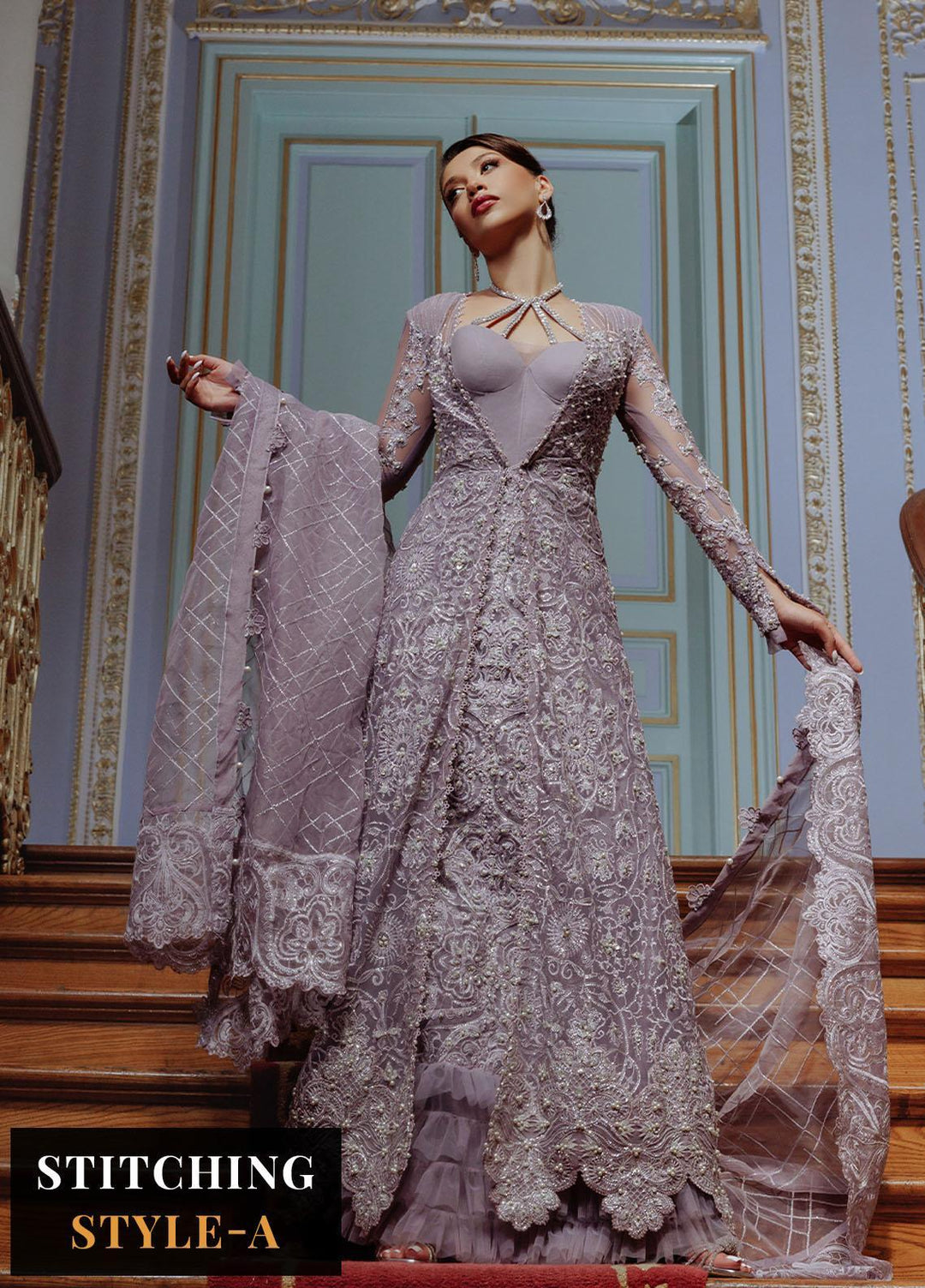 Lumiere By Saira Rizwan Embroidered Net Suits Unstitched 4 Piece SR23LF SR-02 Mia - Festive Collection