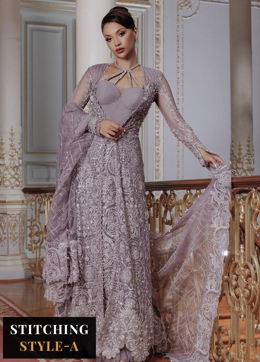Lumiere By Saira Rizwan Embroidered Net Suits Unstitched 4 Piece SR23LF SR-02 Mia - Festive Collection