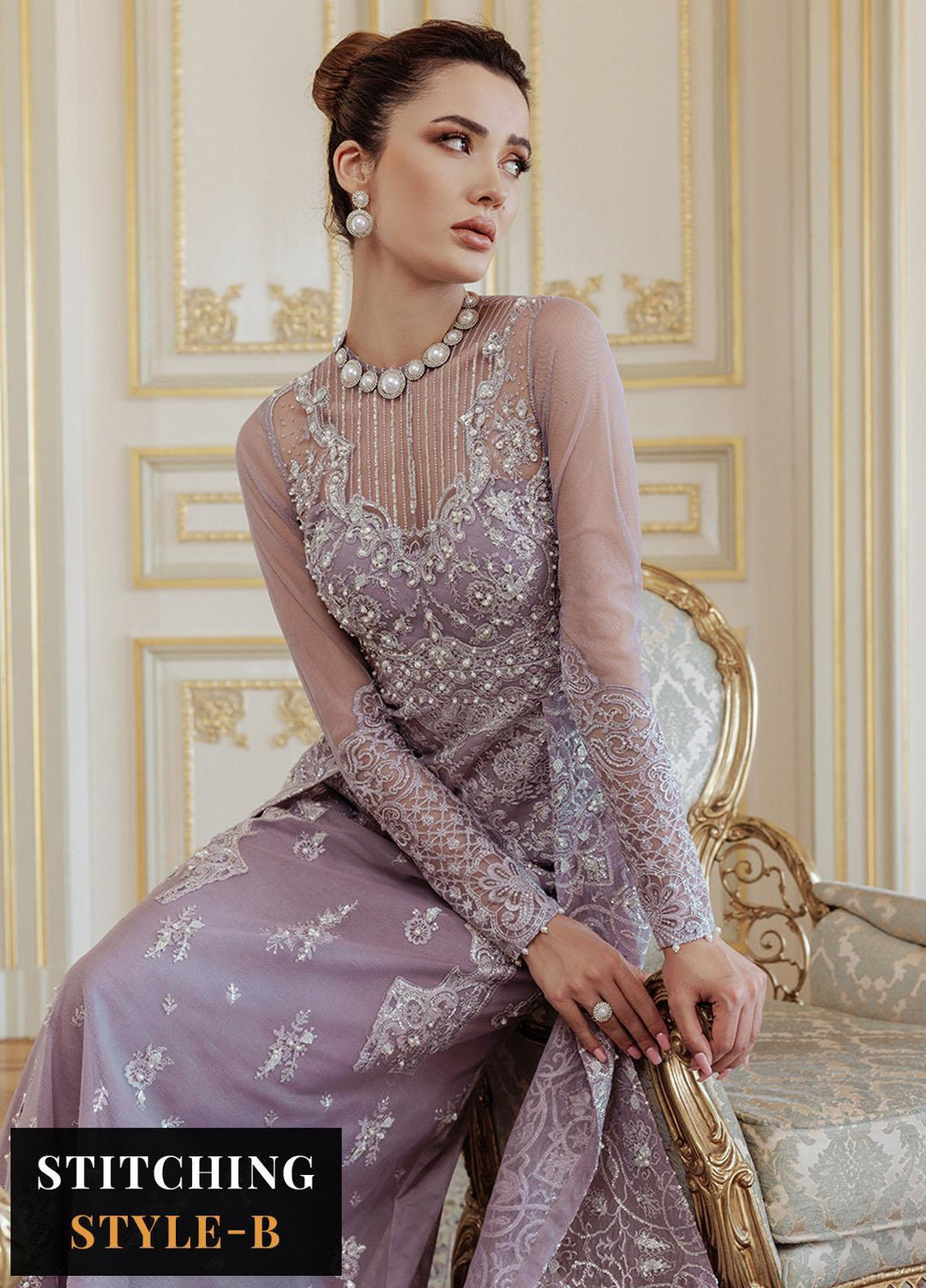 Lumiere By Saira Rizwan Embroidered Net Suits Unstitched 4 Piece SR23LF SR-02 Mia - Festive Collection