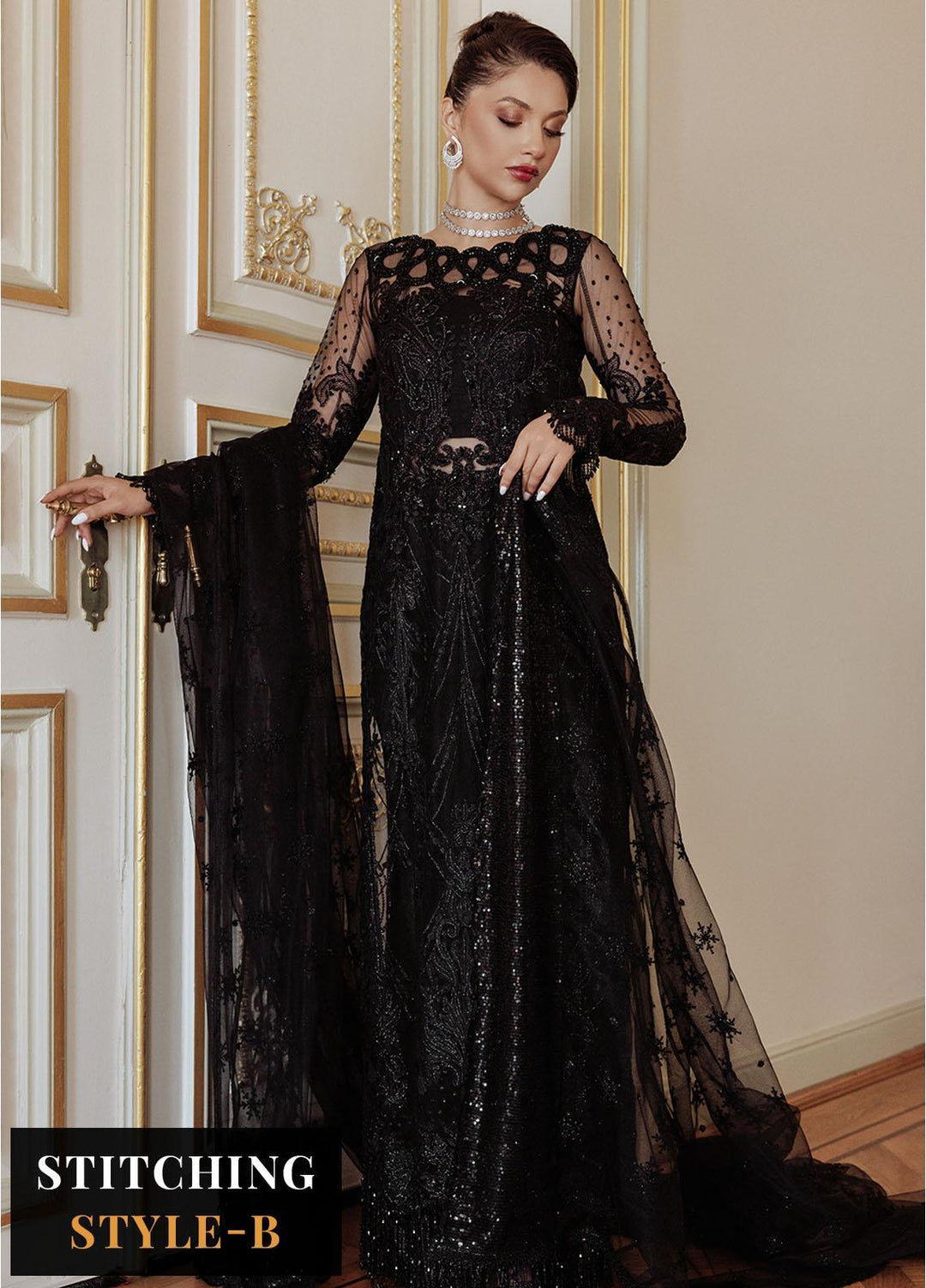 Lumiere By Saira Rizwan Embroidered Net Suits Unstitched 4 Piece SR23LF SR-05 Stela - Festive Collection