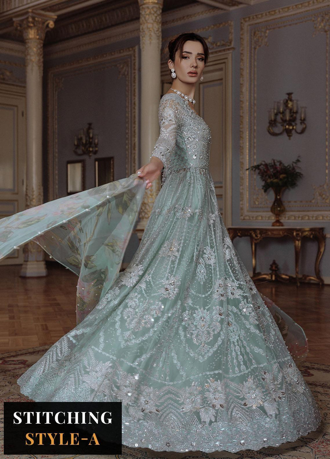 Lumiere By Saira Rizwan Embroidered Net Suits Unstitched 4 Piece SR23LF SR-07 Amu - Festive Collection