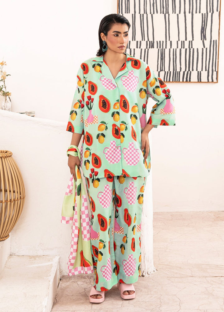 Lumina by Reet Clothing Pret Printed Cotton 2 Piece Suit Pesca