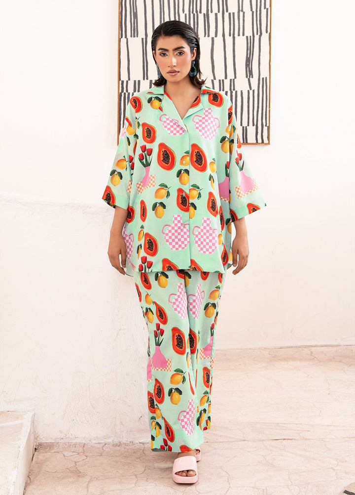 Lumina by Reet Clothing Pret Printed Cotton 2 Piece Suit Pesca