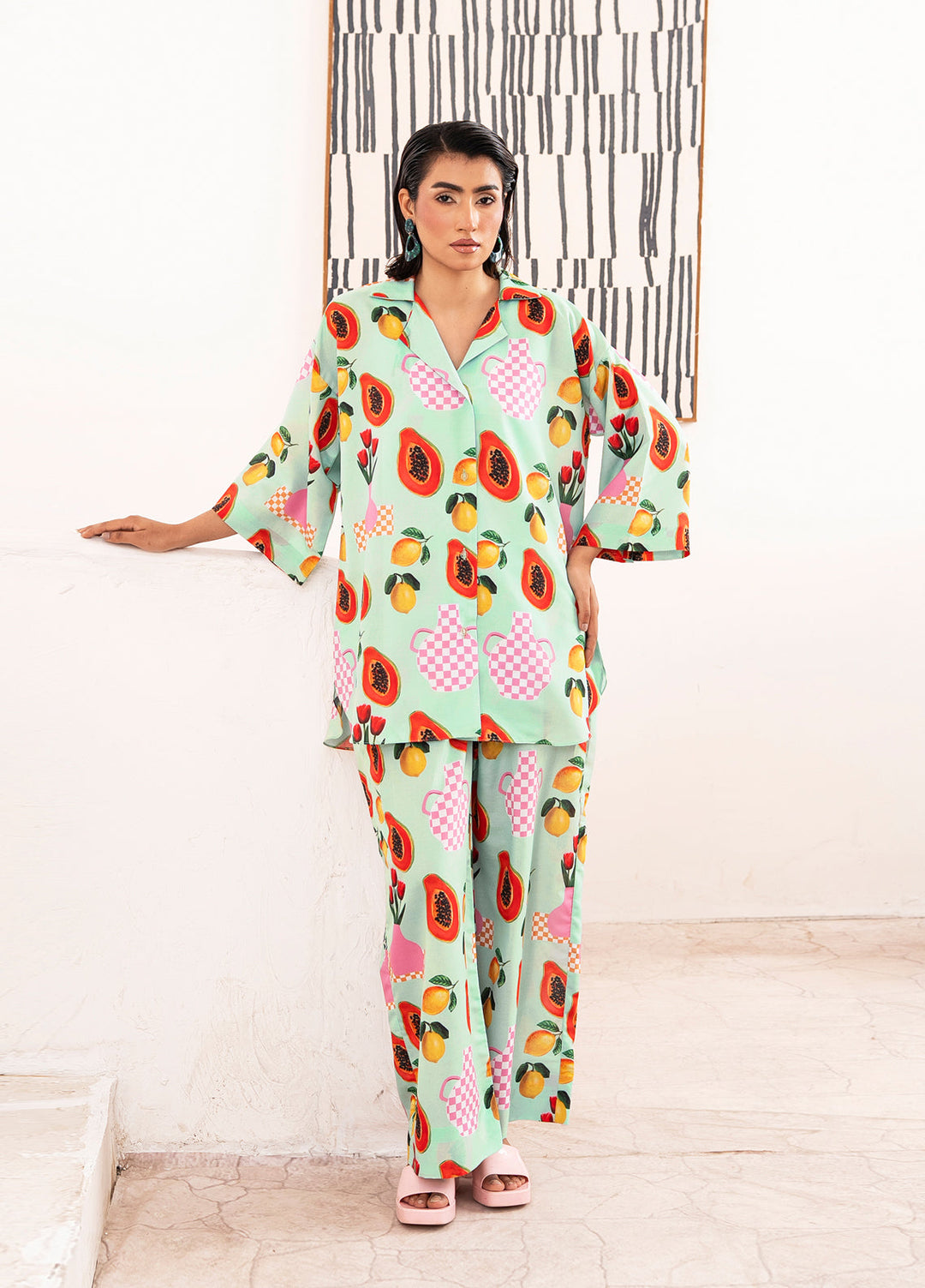 Lumina by Reet Clothing Pret Printed Cotton 2 Piece Suit Pesca