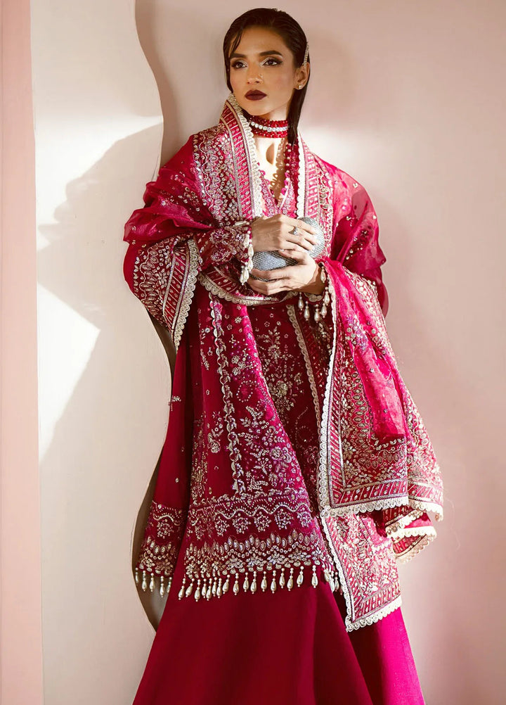 Luminara By Ayzel Embroidered Organza Suit Unstitched 3 Piece AAF24L AWF-03 Ruby - Formal Collection