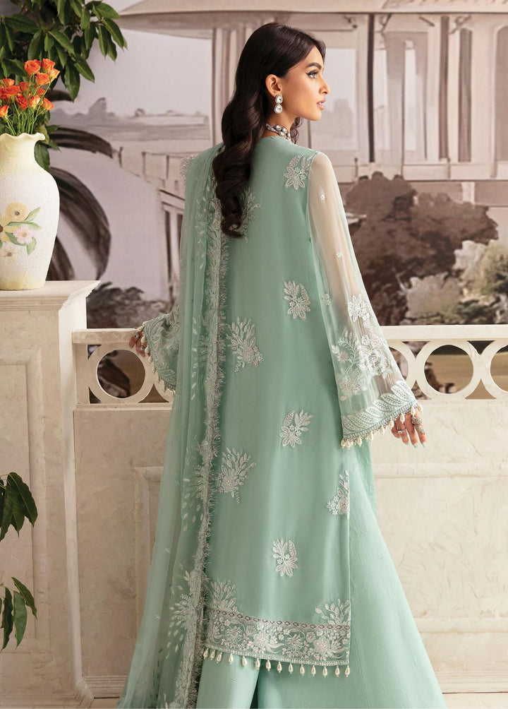 Luminara By Ayzel Embroidered Organza Suits Unstitched 3 Piece AAF23L Cornflower - Wedding Collection