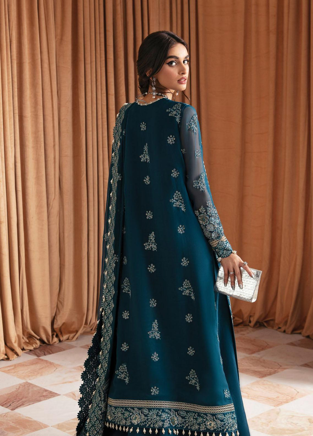 Luminara By Ayzel Embroidered Chiffon Suits Unstitched 3 Piece AAF23L Lapis - Wedding Collection