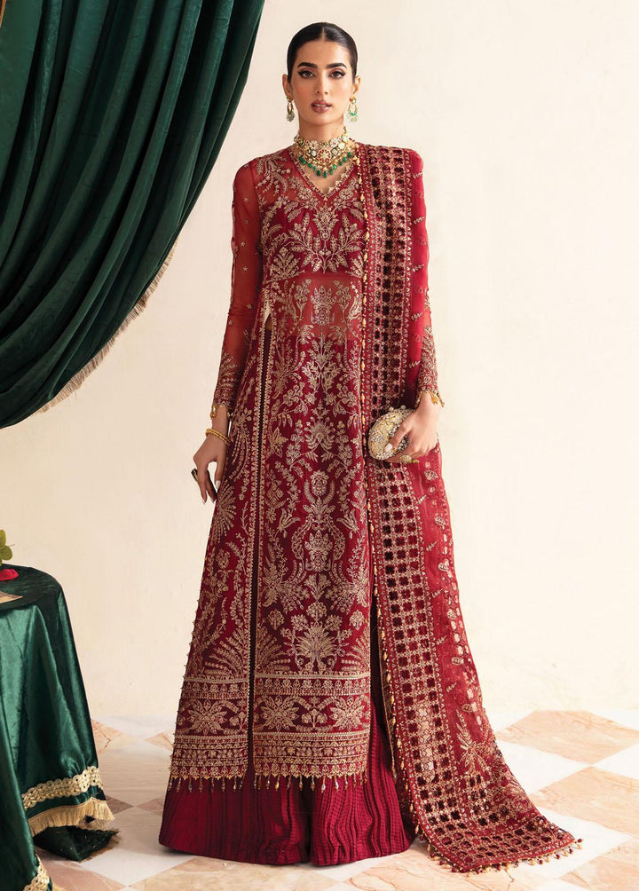 Luminara By Ayzel Embroidered Organza Suits Unstitched 3 Piece AAF23L Merlot - Wedding Collection
