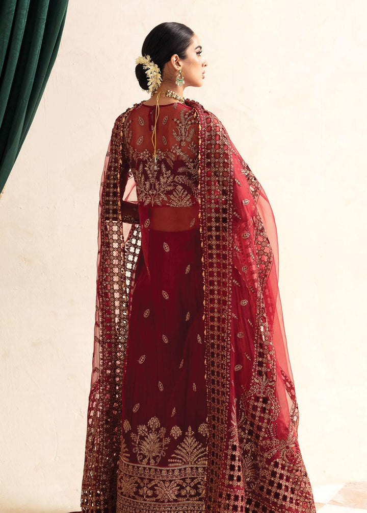 Luminara By Ayzel Embroidered Organza Suits Unstitched 3 Piece AAF23L Merlot - Wedding Collection