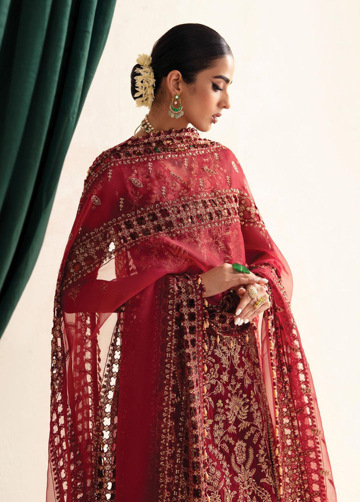 Luminara By Ayzel Embroidered Organza Suits Unstitched 3 Piece AAF23L Merlot - Wedding Collection