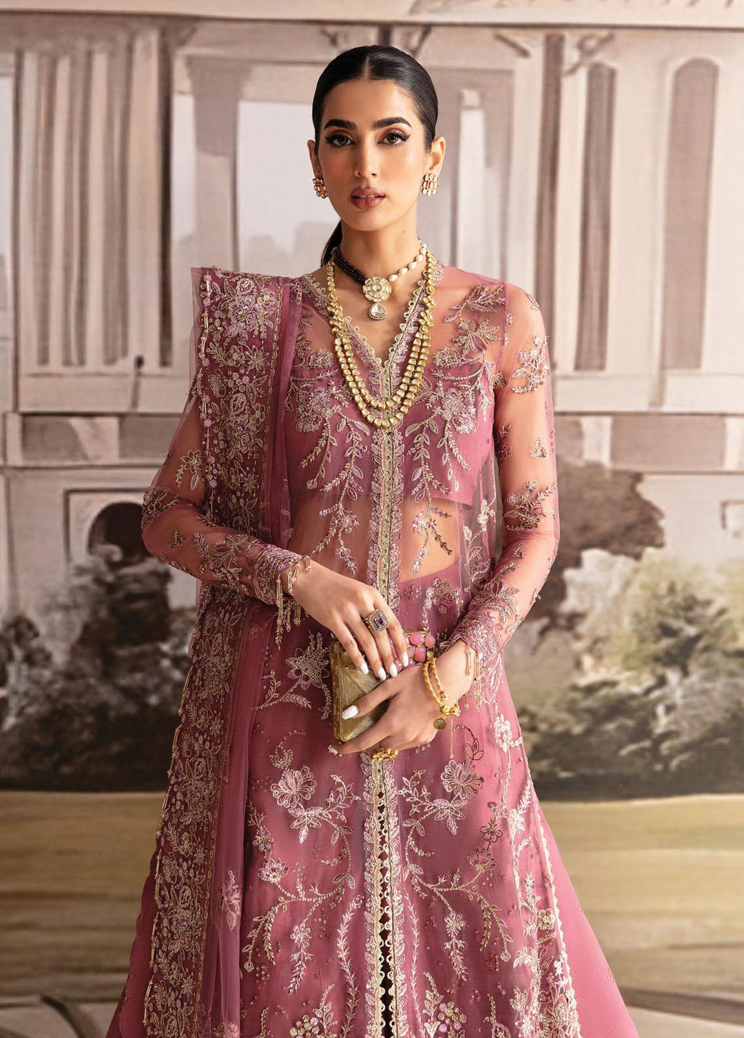 Luminara By Ayzel Embroidered Net Suits Unstitched 3 Piece AAF23L Pansy - Wedding Collection