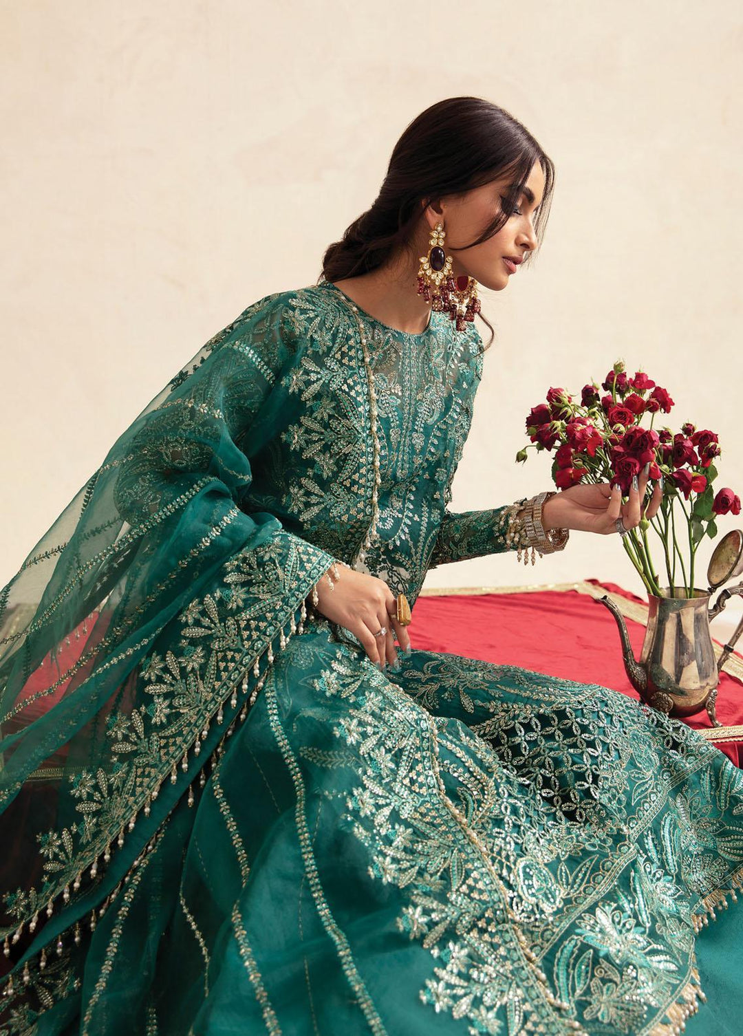 Luminara By Ayzel Embroidered Organza Suits Unstitched 3 Piece AAF23L Peridot - Wedding Collection