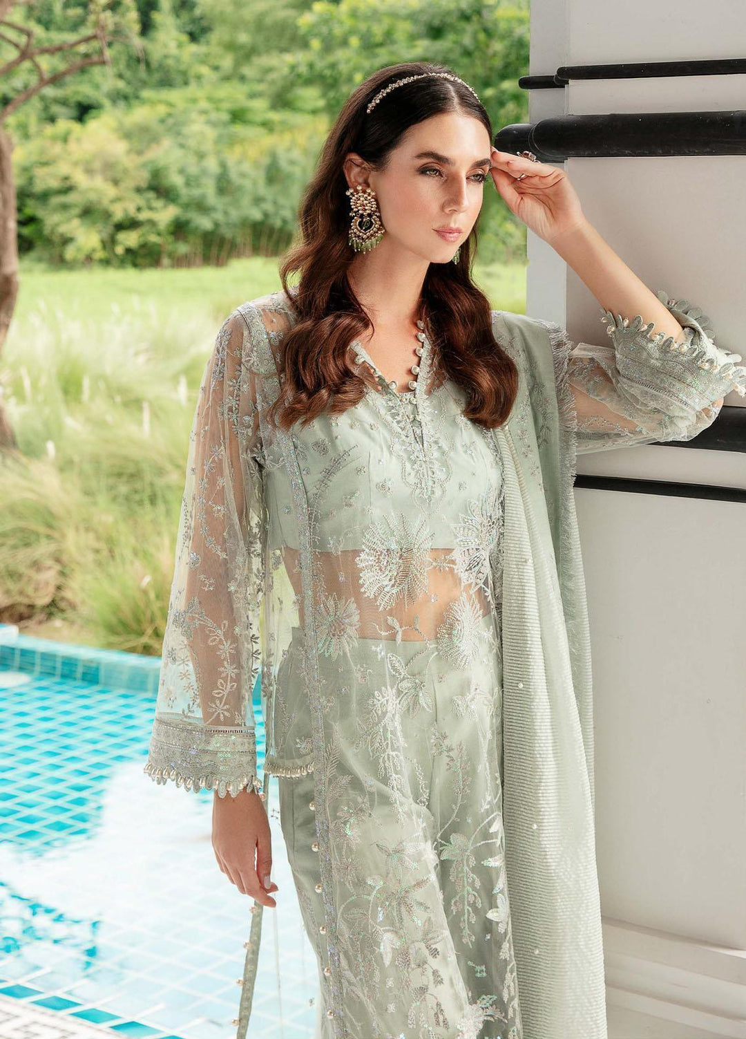 Luminous By Saad Shaikh Embroidered Net Suits Unstitched 4 Piece SSK23L Ela - Formal Collection
