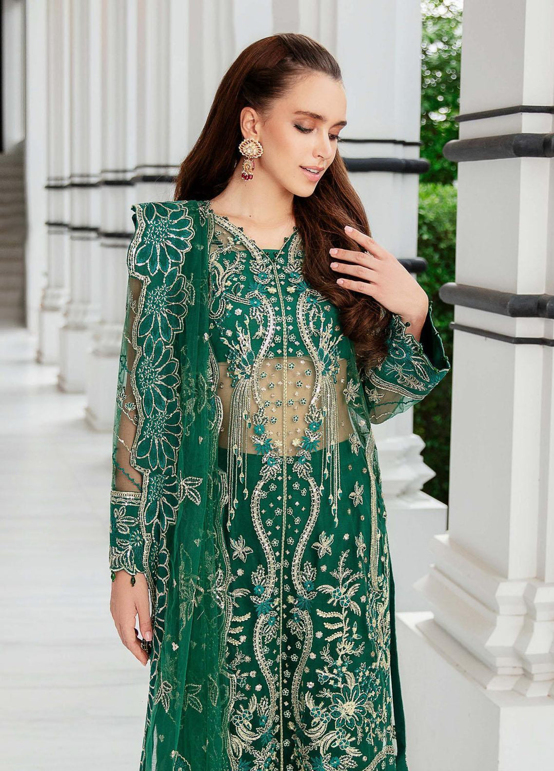 Luminous By Saad Shaikh Embroidered Net Suits Unstitched 4 Piece SSK23L Ravena - Formal Collection