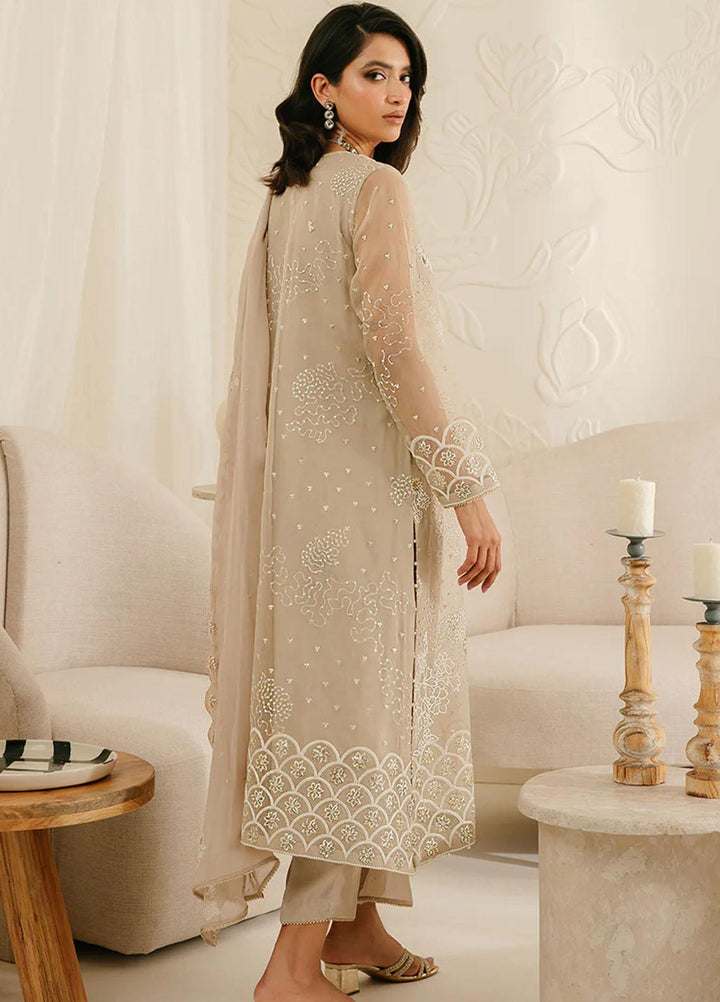 Luxe Atelier By Cross Stitch Embroidered Organza Suits Unstitched 4 Piece CS23LALU D-01 Ash Grey - Luxury Collection