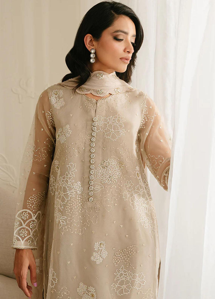 Luxe Atelier By Cross Stitch Embroidered Organza Suits Unstitched 4 Piece CS23LALU D-01 Ash Grey - Luxury Collection