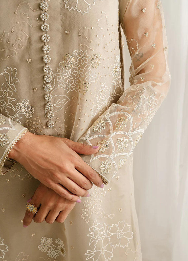 Luxe Atelier By Cross Stitch Embroidered Organza Suits Unstitched 4 Piece CS23LALU D-01 Ash Grey - Luxury Collection